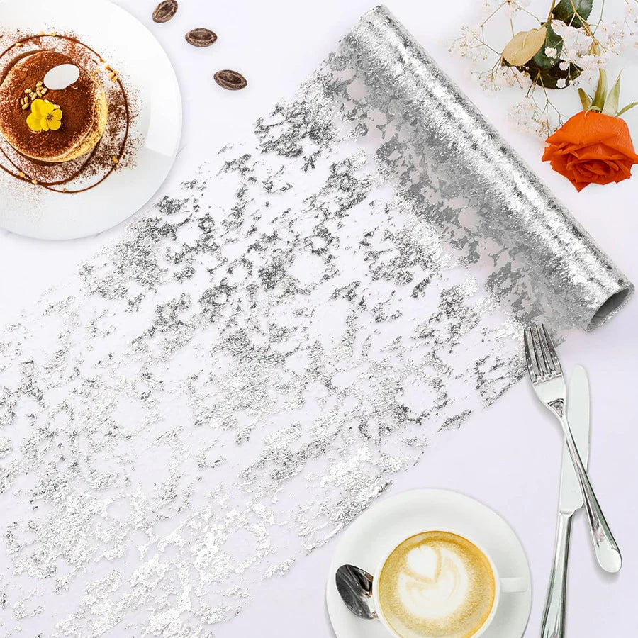 Mesh Polyester 108"X11" Table Runner Metallic Silver