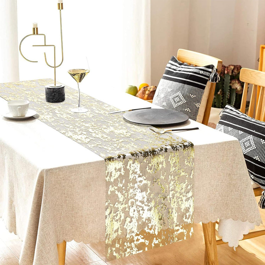 Mesh Polyester Table Runner 11"X108" Metallic Gold