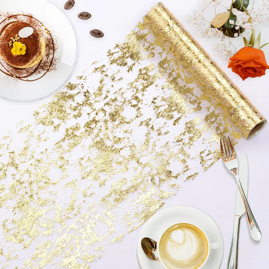 Mesh Polyester 108"X11" Table Runner Metallic Gold