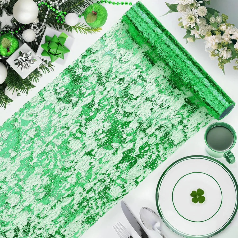 Mesh Polyester 108"X11" Table Runner Metallic Green