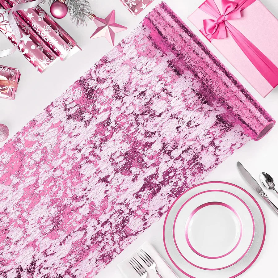 Mesh Polyester 108"X11" Table Runner Metallic Pink
