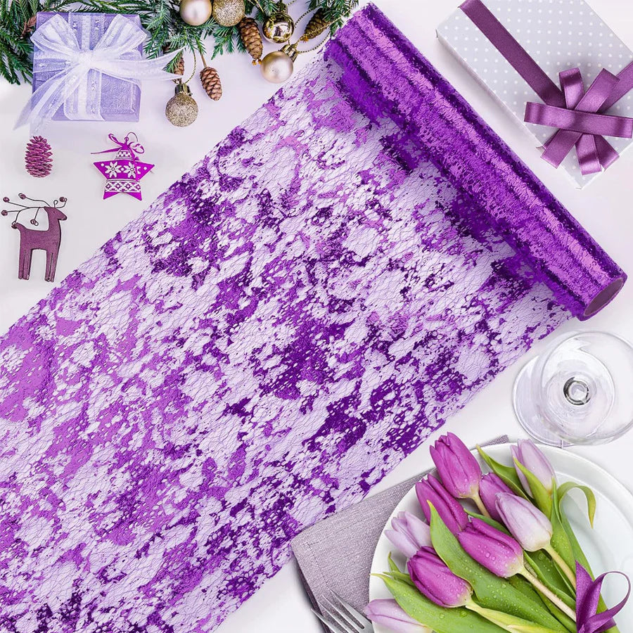 Mesh Polyester 108"X11" Table Runner Metallic Purple