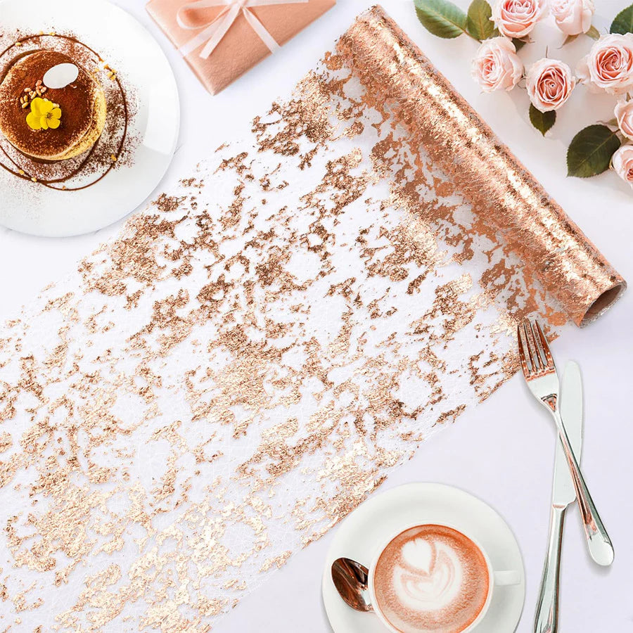 Mesh Polyester 108"X11" Table Runner Metallic Rose Gold