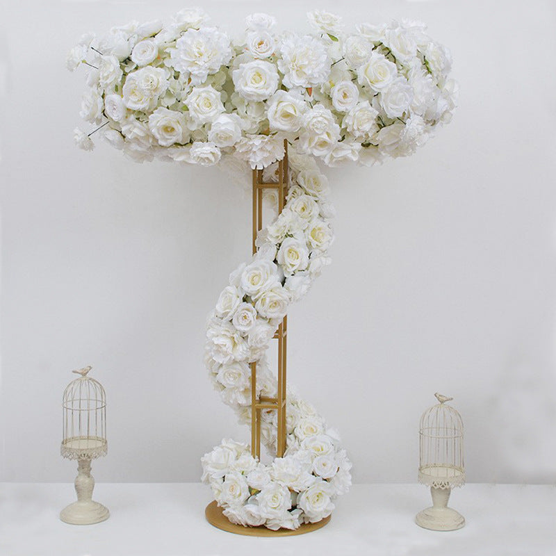 Metal Floral Riser 46" Gold Open Frame Design