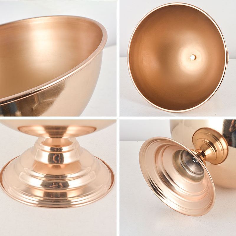 Metal Round Pedestal Flower Pot 6" Gold