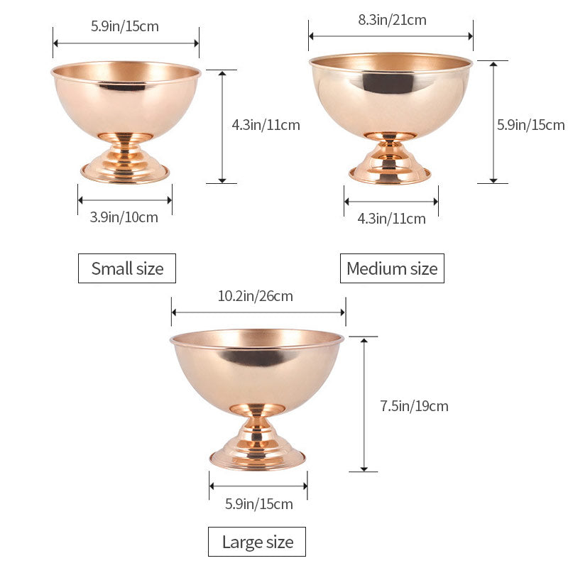 Metal Round Pedestal Flower Pot 6" Gold