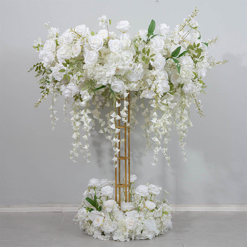 Metal Floral Riser 46" Gold Open Frame Design