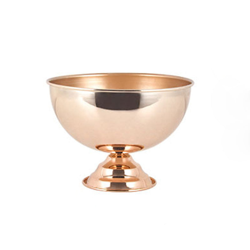 Metal Round Pedestal Flower Pot 6" Gold