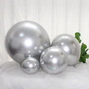 Metallic Silver Latex Balloons For Birthday Parties Weddings Baby Showers And Other Decorations Available In Multiple Sizes: 8Inch, 12Inch, 10Inch, And 5Inch.