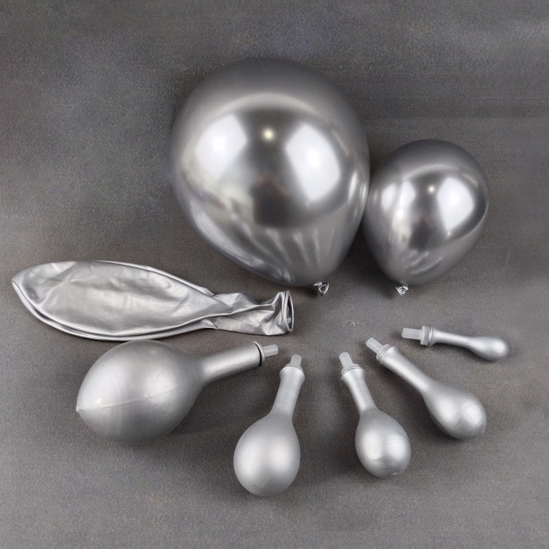 Metallic Silver Latex Balloons For Birthday Parties Weddings Baby Showers And Other Decorations Available In Multiple Sizes: 8Inch, 12Inch, 10Inch, And 5Inch.