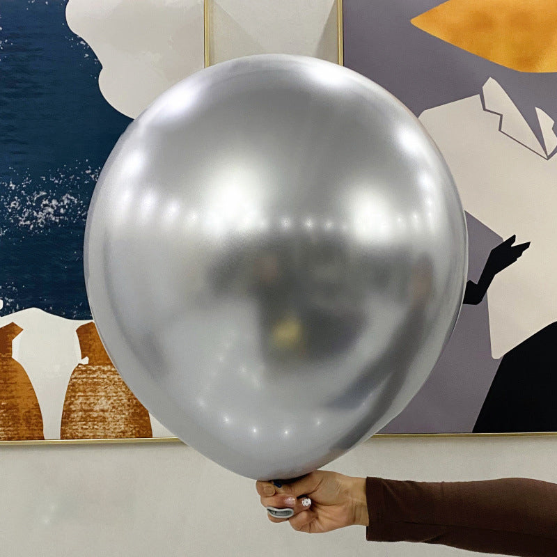 Metallic Silver Latex Balloons For Birthday Parties Weddings Baby Showers And Other Decorations Available In Multiple Sizes: 8Inch, 12Inch, 10Inch, And 5Inch.