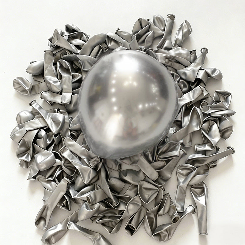 Metallic Silver Latex Balloons For Birthday Parties Weddings Baby Showers And Other Decorations Available In Multiple Sizes: 8Inch, 12Inch, 10Inch, And 5Inch.