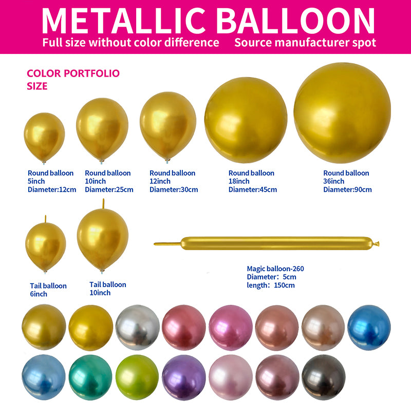 Colorful Party Balloons Chrome Metallic Helium Balloons for Birthday Party Decoration and Arch Decoration Wedding Birthday Baby Shower Christmas Party
