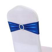 6"x14" Buckle Metallic Spandex Stretch Chair Band 5Pc Royal Blue
