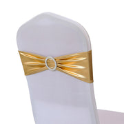 6"x14" Buckle Metallic Spandex Stretch Chair Band 5Pc Old Gold