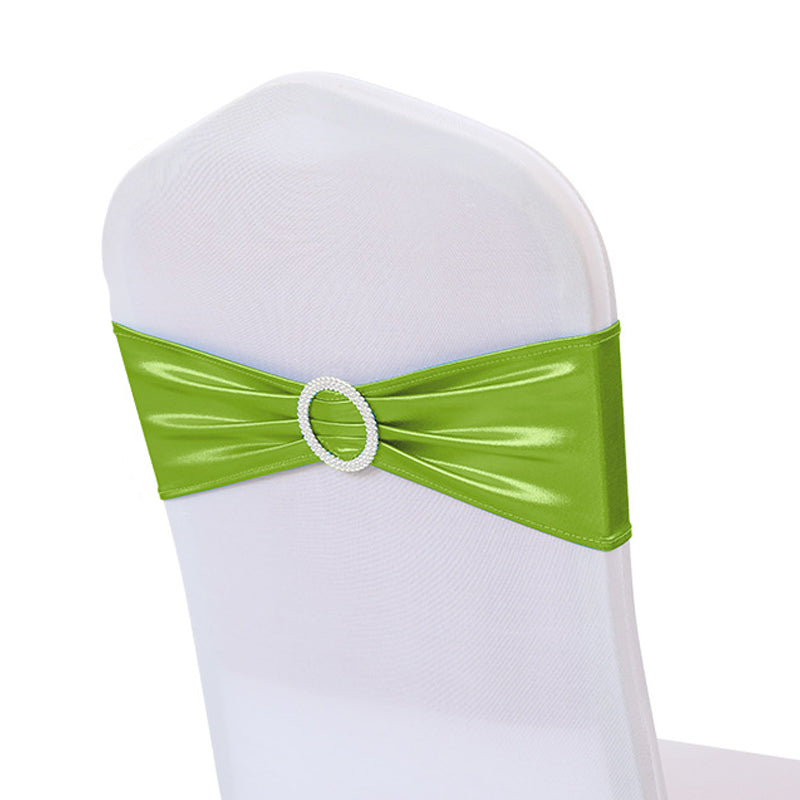 6"x14" Buckle Metallic Spandex Stretch Chair Band 5Pc Apple Green