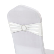6"x14" Buckle Metallic Spandex Stretch Chair Band 5Pc White