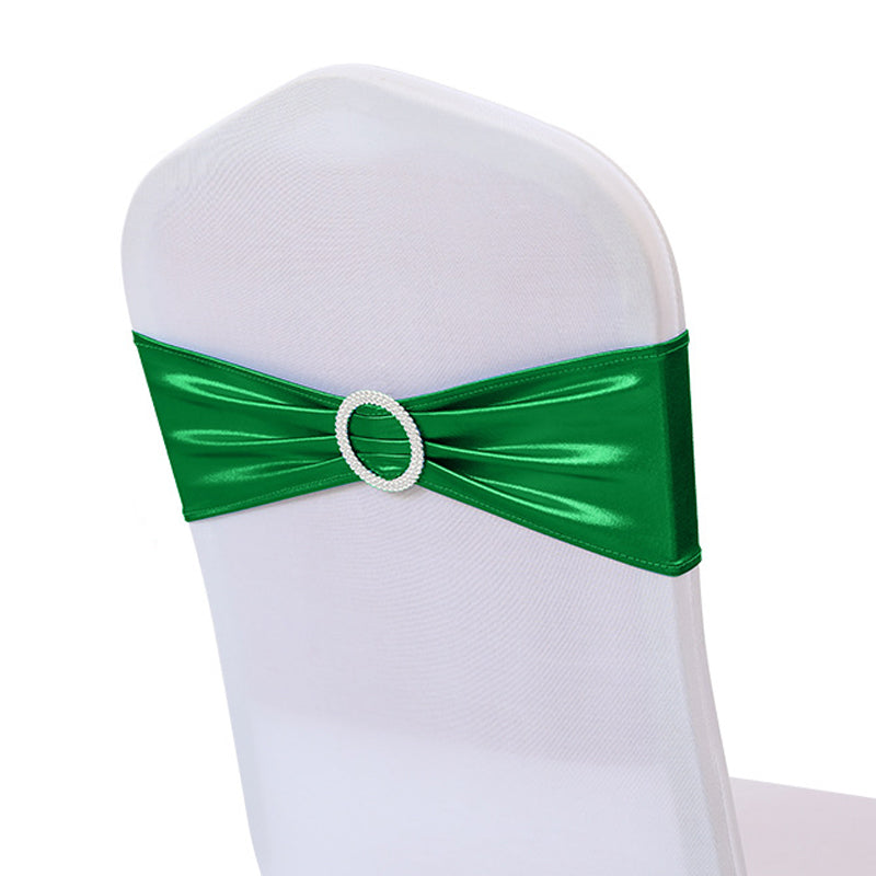 6"x14" Buckle Metallic Spandex Stretch Chair Band 5Pc Green