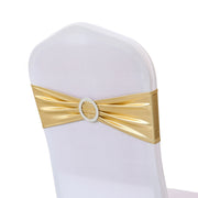 6"x14" Buckle Metallic Spandex Stretch Chair Band 5Pc Gold