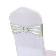 6"x14" Buckle Metallic Spandex Stretch Chair Band 5Pc Silver