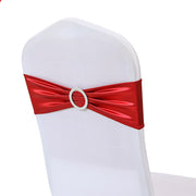 6"x14" Buckle Metallic Spandex Stretch Chair Band 5Pc Red