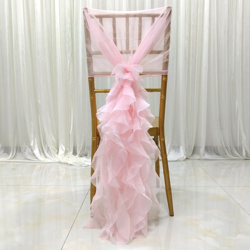 Milk Yarn Chair Back Slip Cover Pink