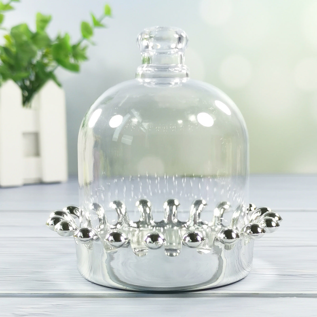 12 Pc Clear Mini Crown Jar Candy Container Gift Boxes 4" Silver