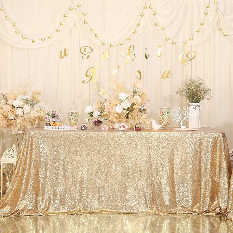 Shimmering Sequin Rectangle Tablecloth Champagne