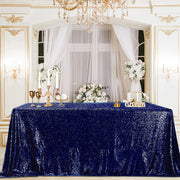 Shimmering Sequin Rectangle Tablecloth Navy Blue