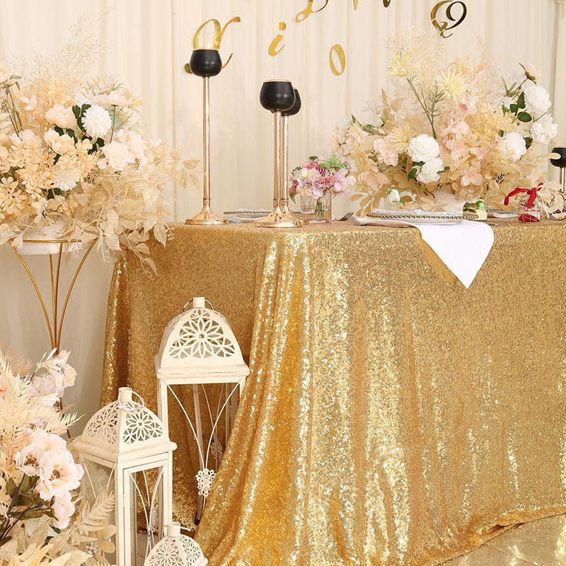 Shimmering Sequin Rectangle Tablecloth Gold