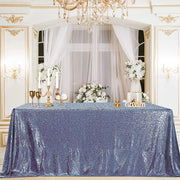 Shimmering Sequin Rectangle Tablecloth Dusty Blue