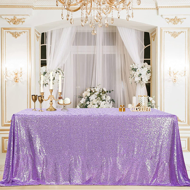 Shimmering Sequin Rectangle Tablecloth Light Purple