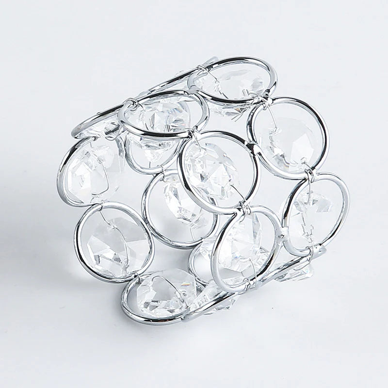 4 Pc Crystal Napkin Ring Silver