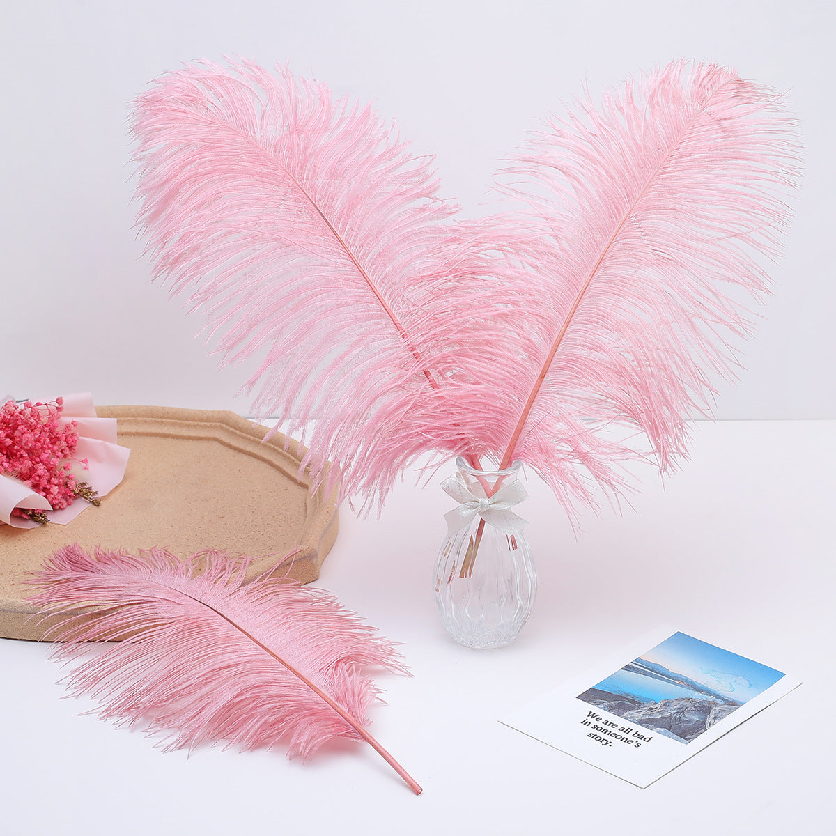 12Pcs Ostrich Feathers 24-26 inch Bulk Feathers Pink
