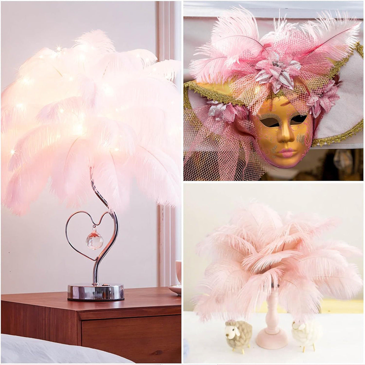 12Pcs Ostrich Feathers 13-16 Inch Bulk Feathers Pink