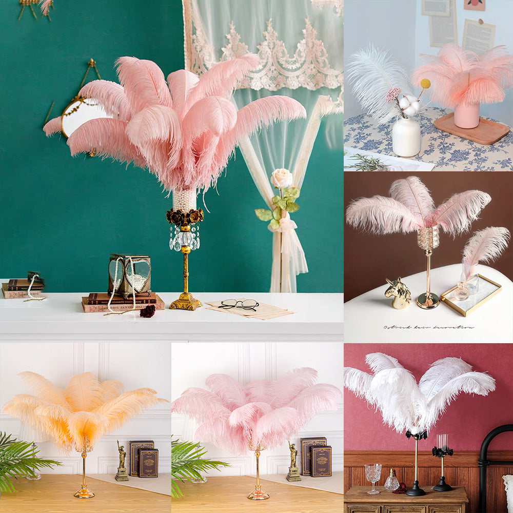 12Pcs Ostrich Feathers 24-26 inch Bulk Feathers Pink