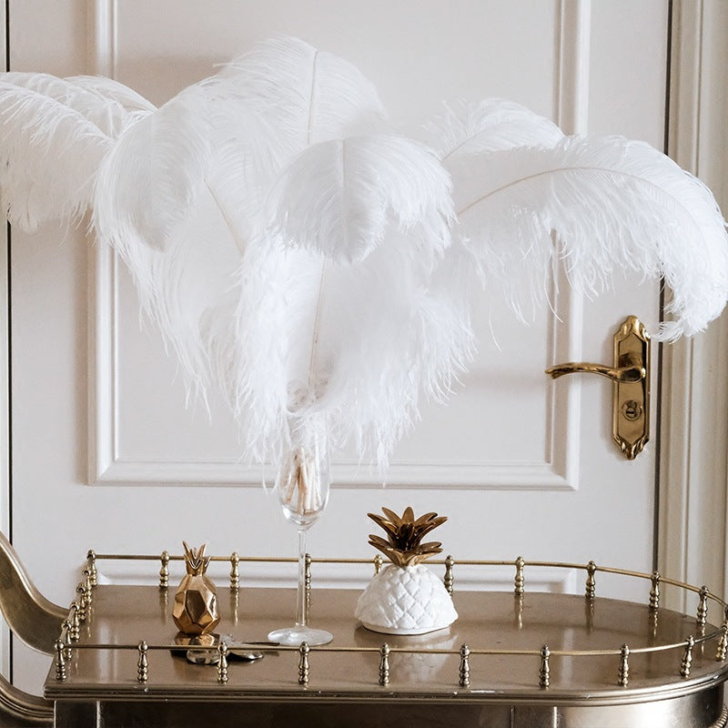 12Pcs Ostrich Feathers 13-16 Inch Bulk Feathers White