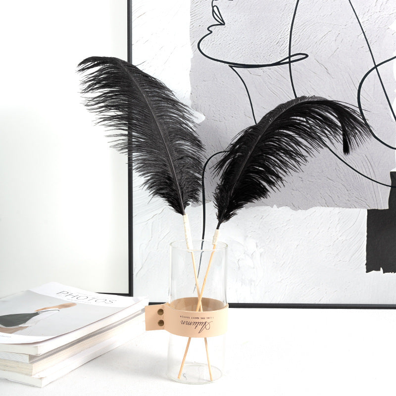 12Pcs Ostrich Feathers 13-16 Inch Bulk Feathers Black