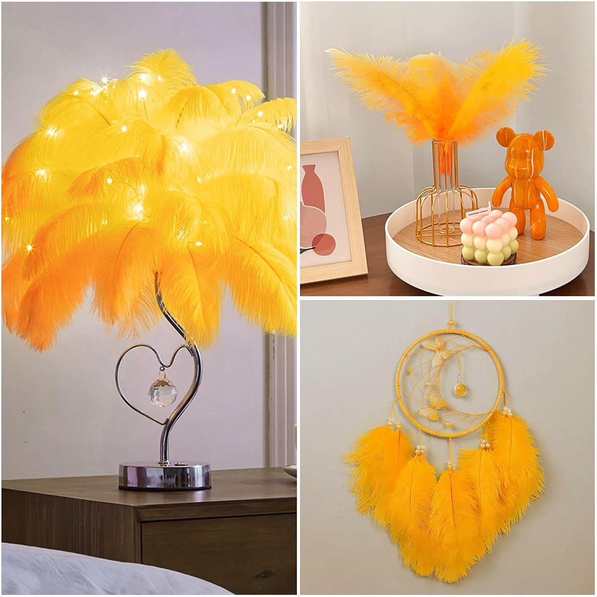 12Pcs Ostrich Feathers 24-26 inch Bulk Feathers Gold