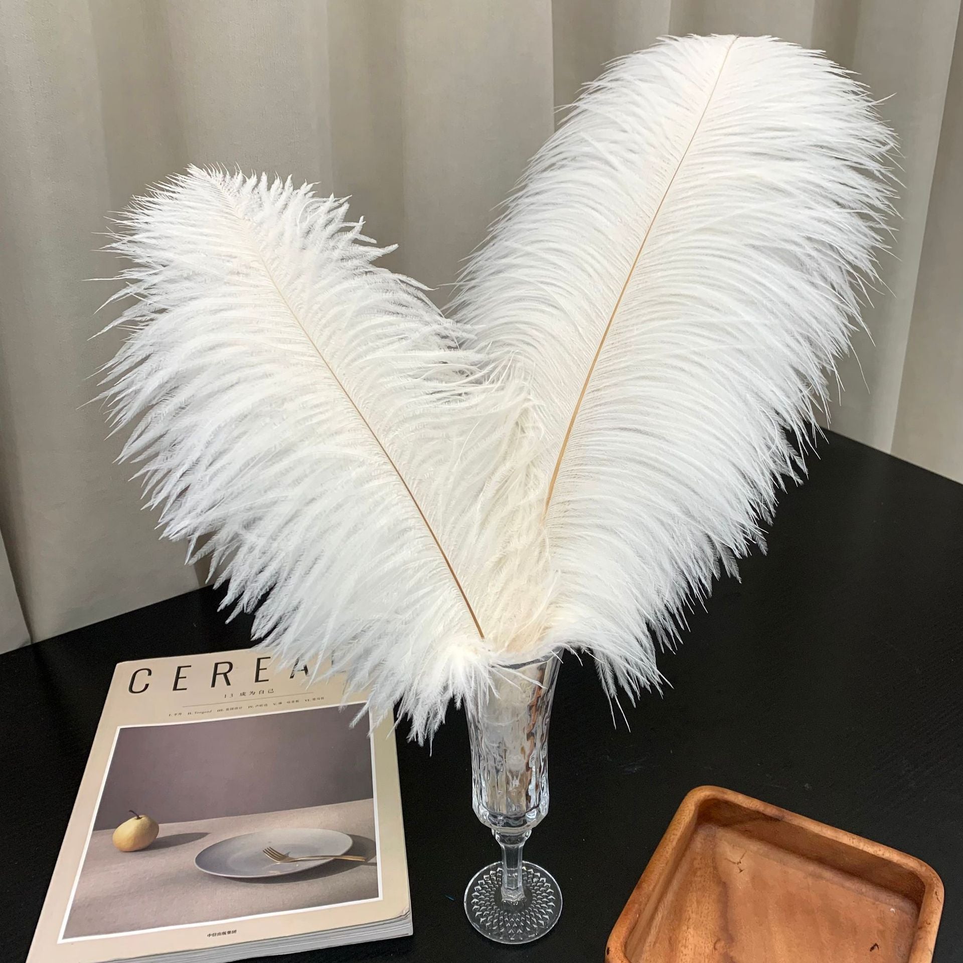 12Pcs Ostrich Feathers 24-26 inch Bulk Feathers Beige