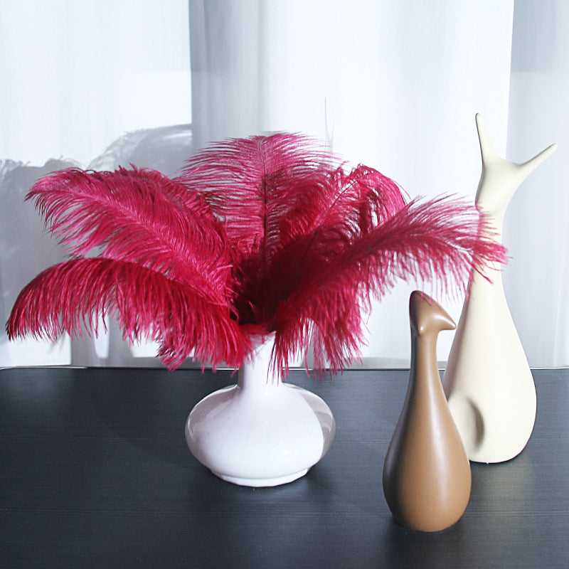12Pcs Ostrich Feathers 13-16 Inch Bulk Feathers Wine Red
