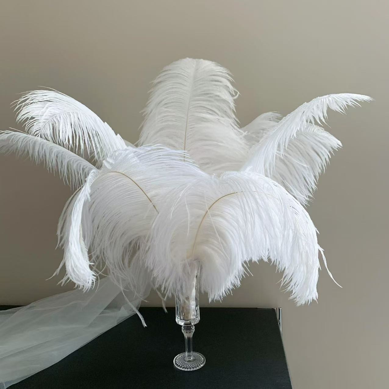 12Pcs Ostrich Feathers 24-26 inch Bulk Feathers White