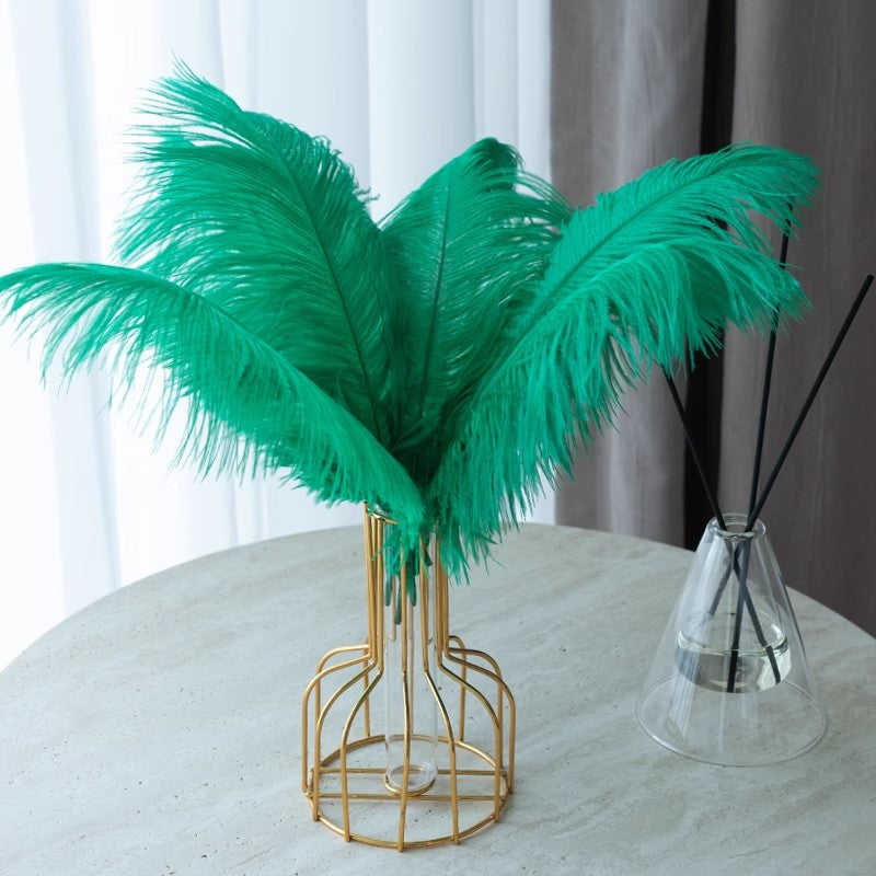 12Pcs Ostrich Feathers 24-26 inch Bulk Feathers Meadow Green