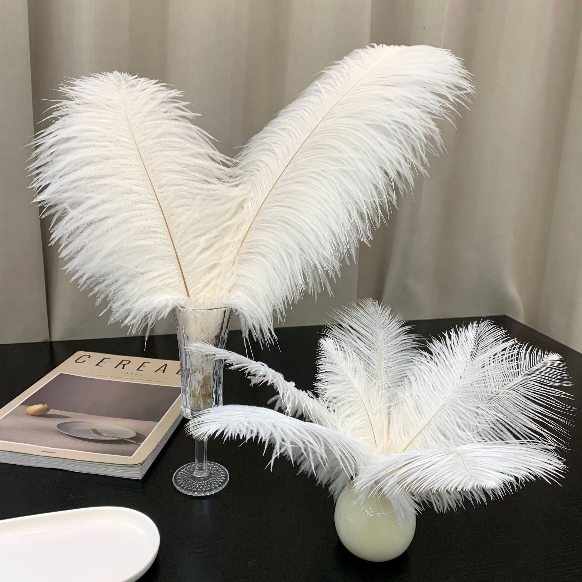 12Pcs Ostrich Feathers 24-26 inch Bulk Feathers Beige