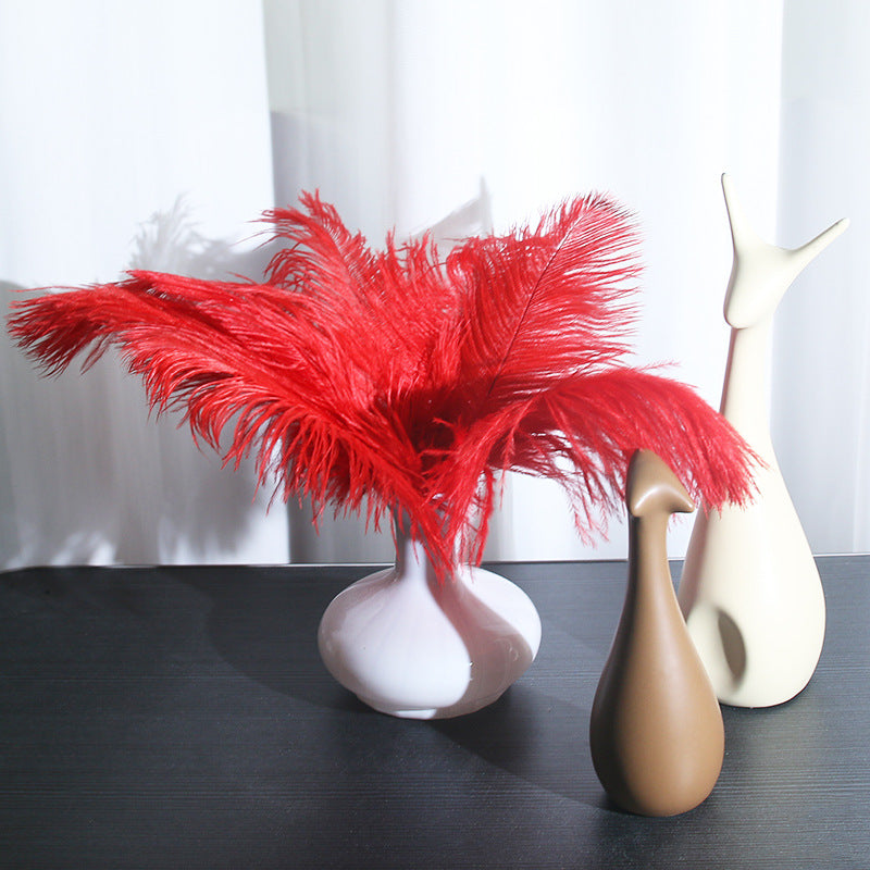 12Pcs Ostrich Feathers 13-16 Inch Bulk Feathers Red