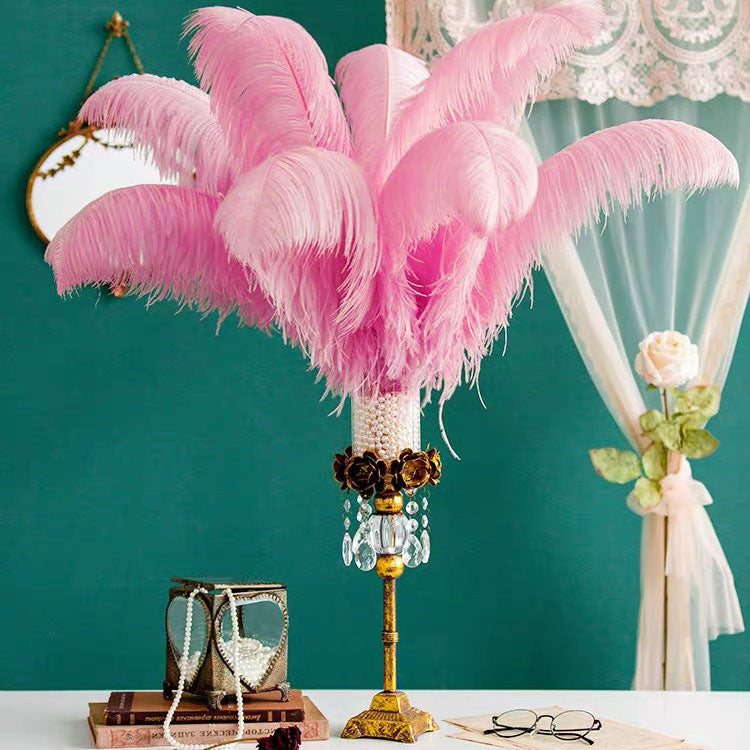12Pcs Ostrich Feathers 13-16 Inch Bulk Feathers Pink
