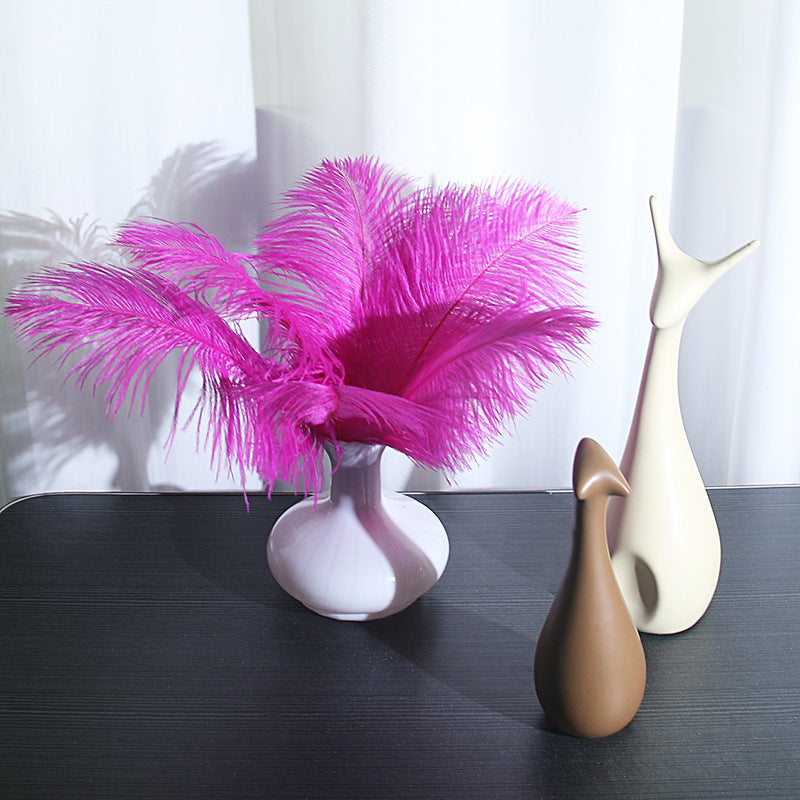 12Pcs Ostrich Feathers 24-26 inch Bulk Feathers Rose Red