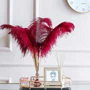 12Pcs Ostrich Feathers 24-26 inch Bulk Feathers Wine Red