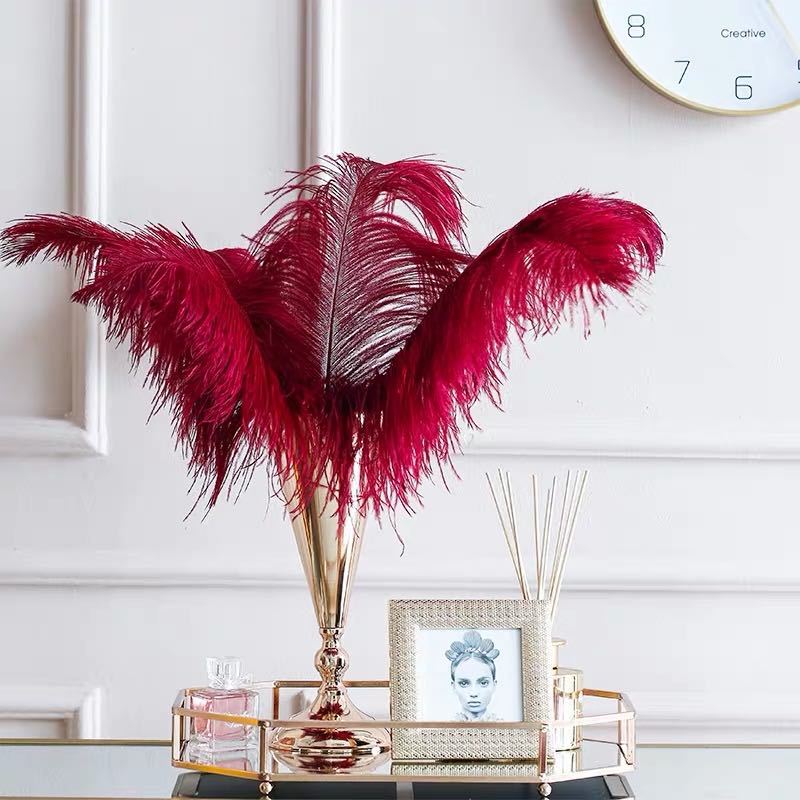 12Pcs Ostrich Feathers 24-26 inch Bulk Feathers Wine Red