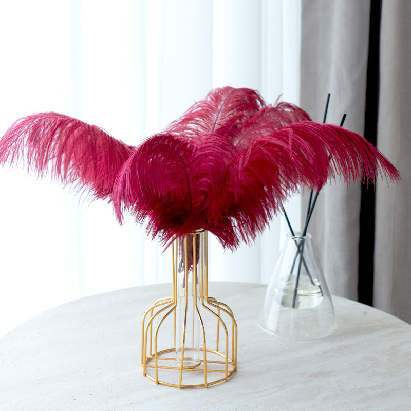 12Pcs Ostrich Feathers 24-26 inch Bulk Feathers Wine Red